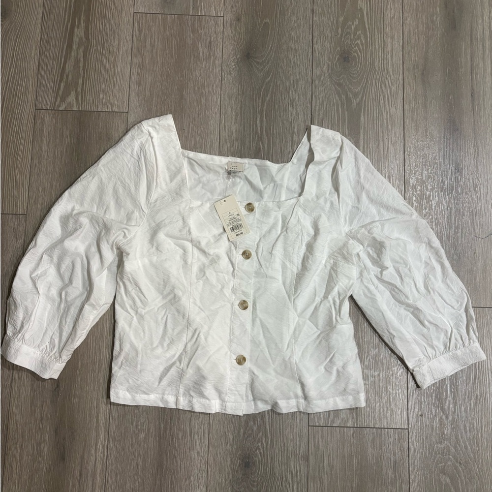 a new day White Button-Down Blouse